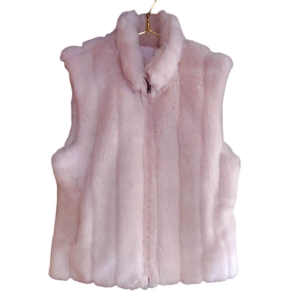 Carte Reversible Pink Faux Fur And Faux Leather Vest Size Med
